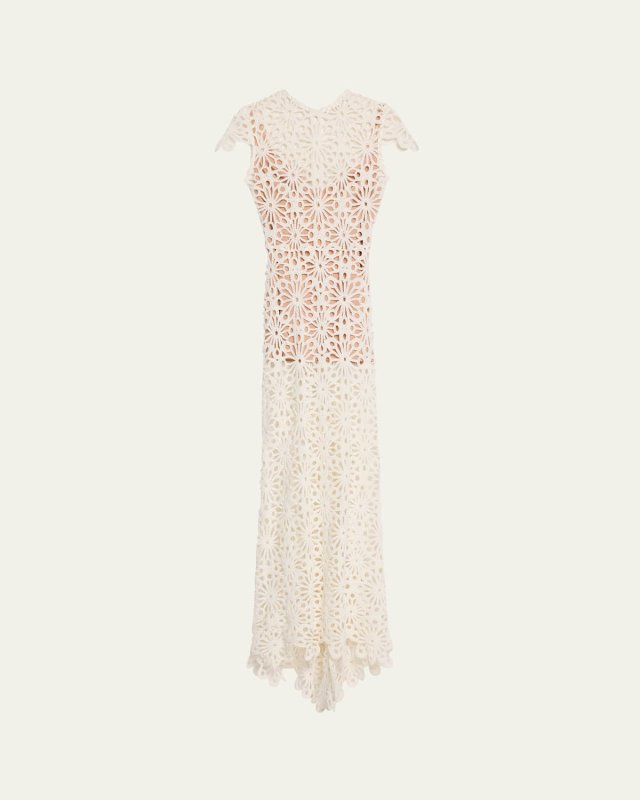 Marley Cap-Sleeve Crochet Maxi Dress